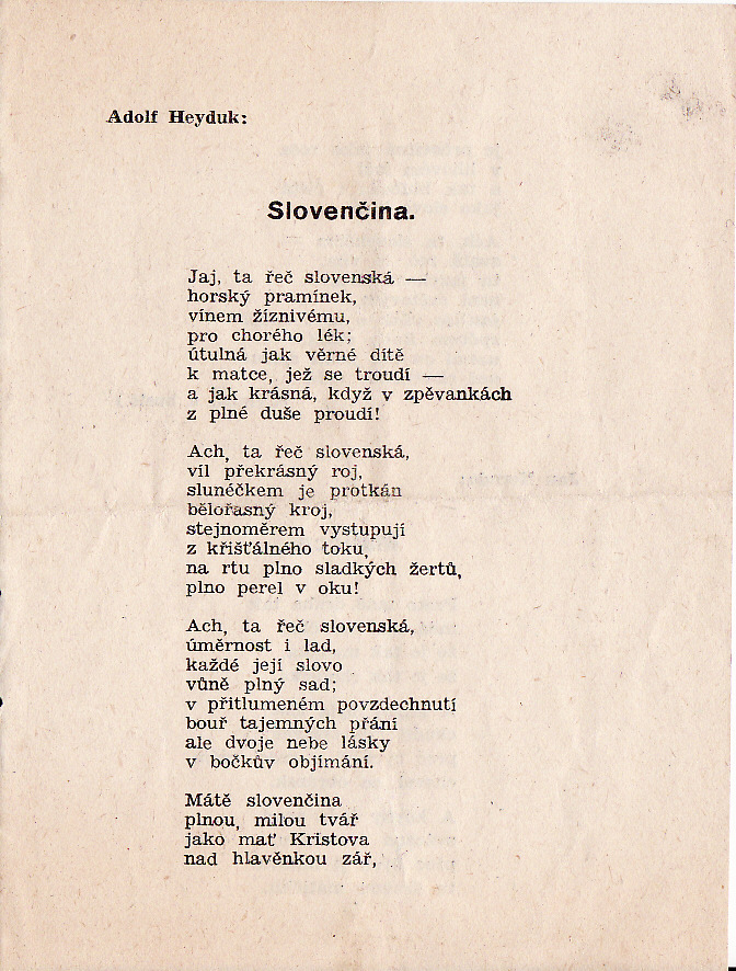 Slovenčina A. Heyduk